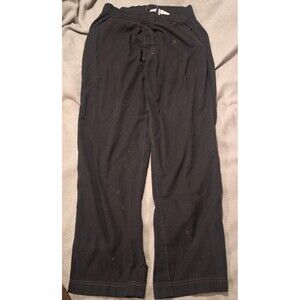 CHEF WORKS-Black Pants Size M -Elastic Waist Drawstring Zipper-Baggy*damage*